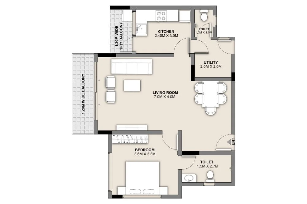 Prestige City Mira Road 1BHK Floor Plan